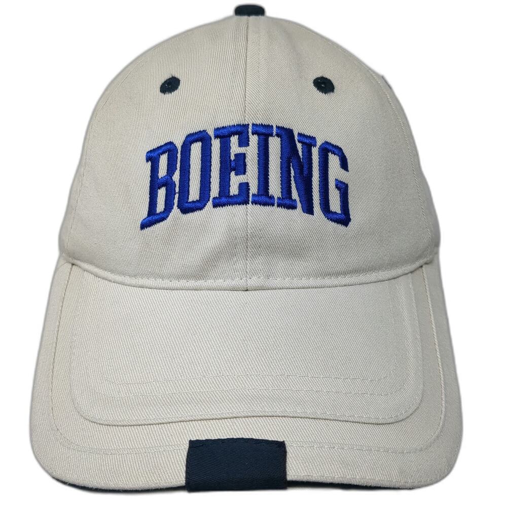 Cap America Baseball Cap Beige One Size Boeing Logo Blue Black Strapback Hat